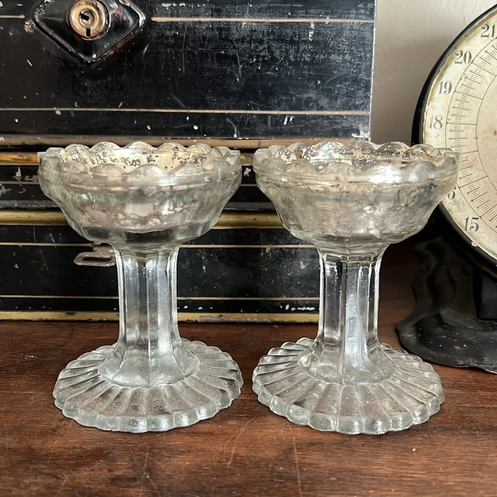 2 | Pottery Barn Glass Tealight Candle Holders